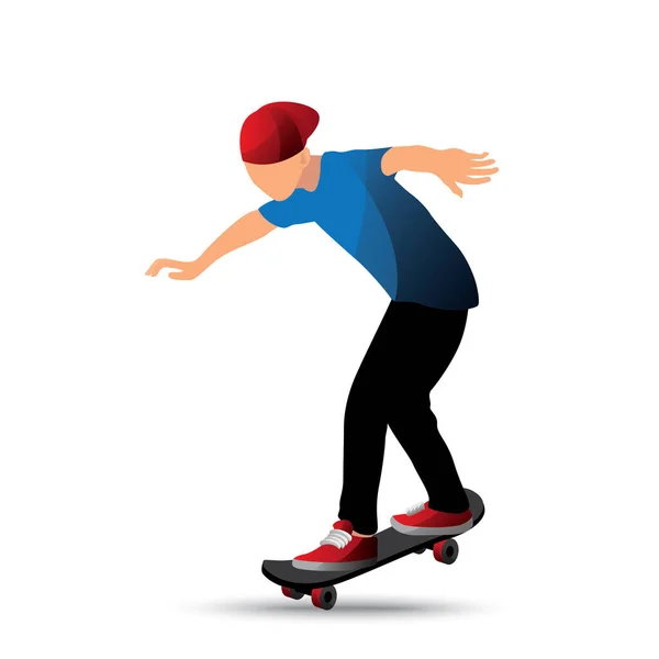 Vektor Illustration Eines Mannes Mit Skateboard — Stockvektor