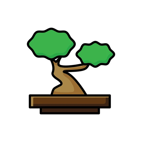Bonsai Árvore Ícone Vetor Ilustração —  Vetores de Stock