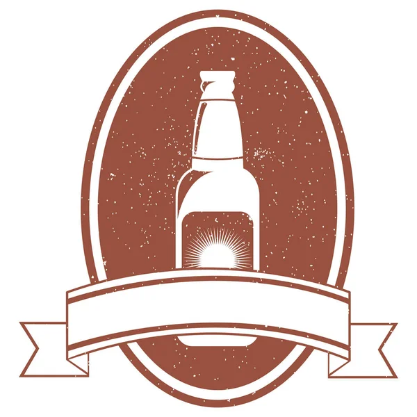 Illustration Vectorielle Une Étiquette Avec Une Bouteille Bière — Image vectorielle