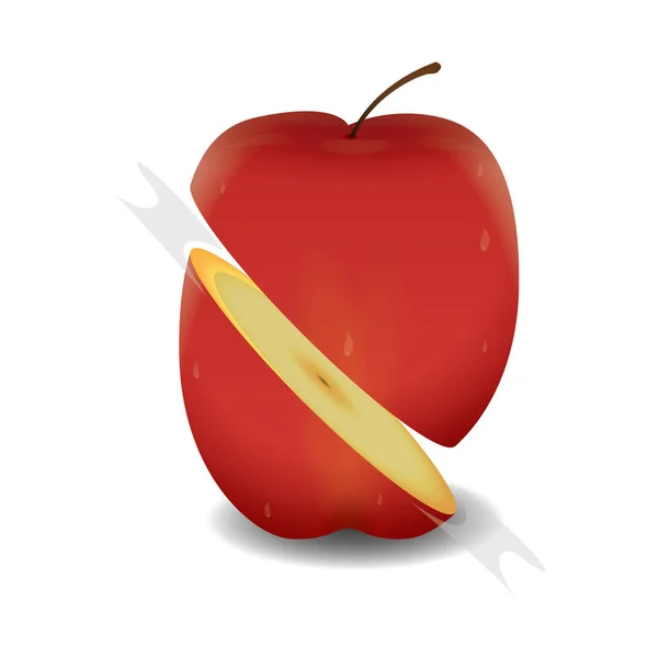 Векторне Зображення Нарізаного Яблука — стоковий вектор