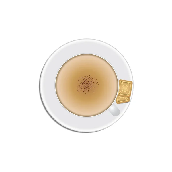 Bir Fincan Çay Tabağı Desenli Kahve — Stok Vektör