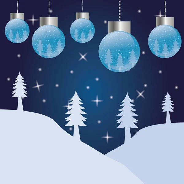 Fondo Navidad Con Abetos Copos Nieve — Vector de stock