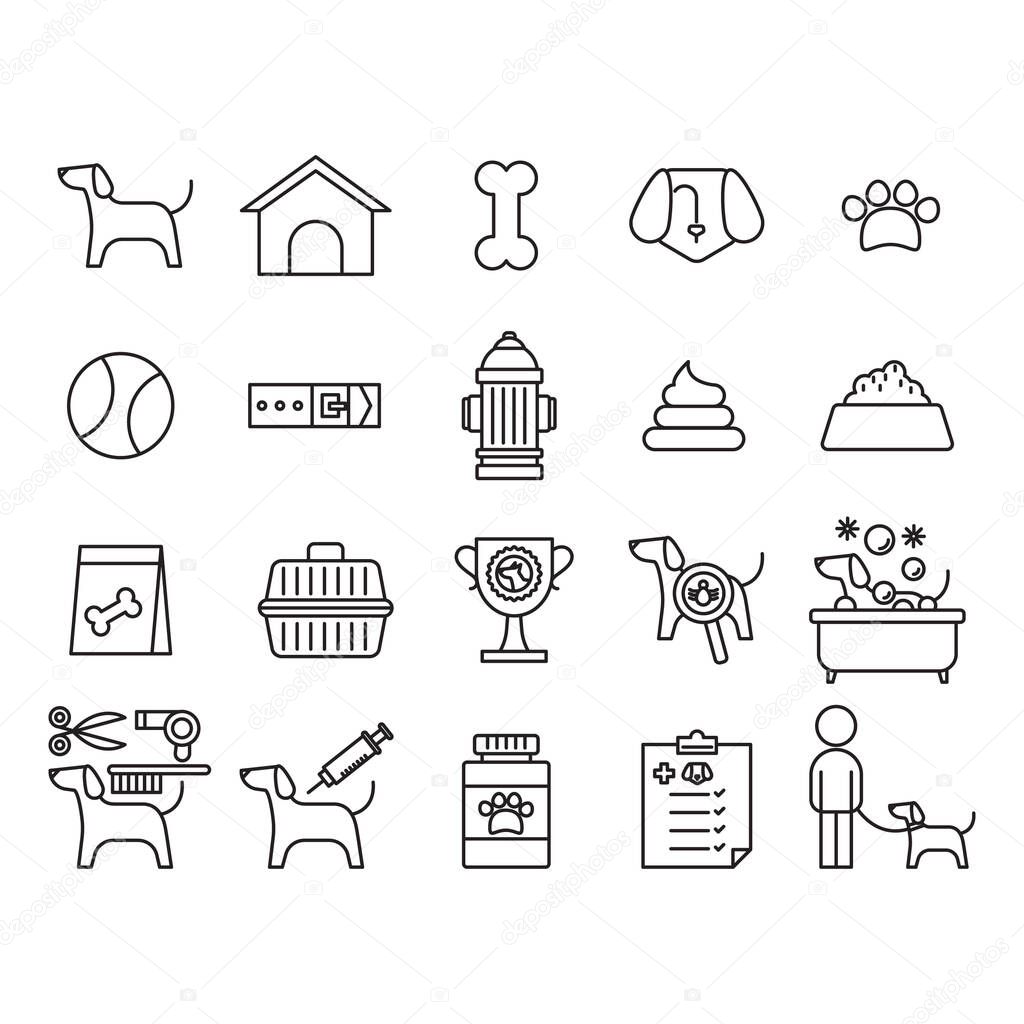 Collection of dog icons flat icon, vector illustration