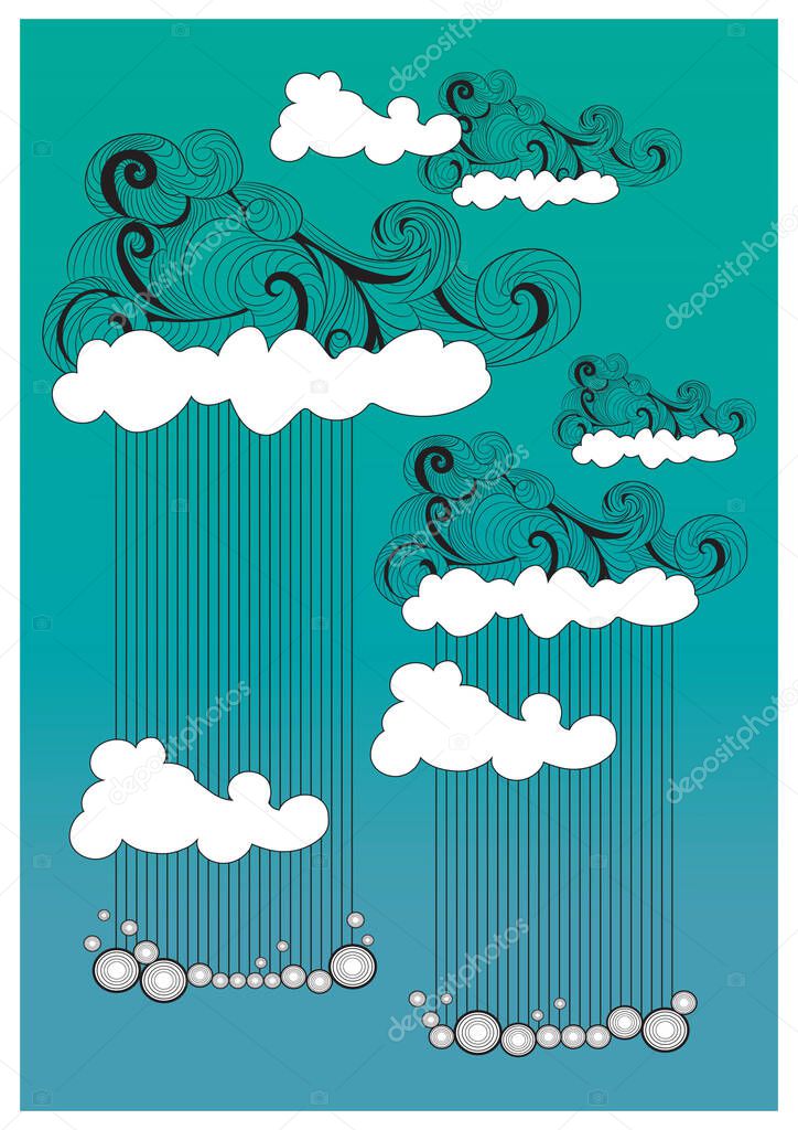 Clouds design  flat icon, vector illustration