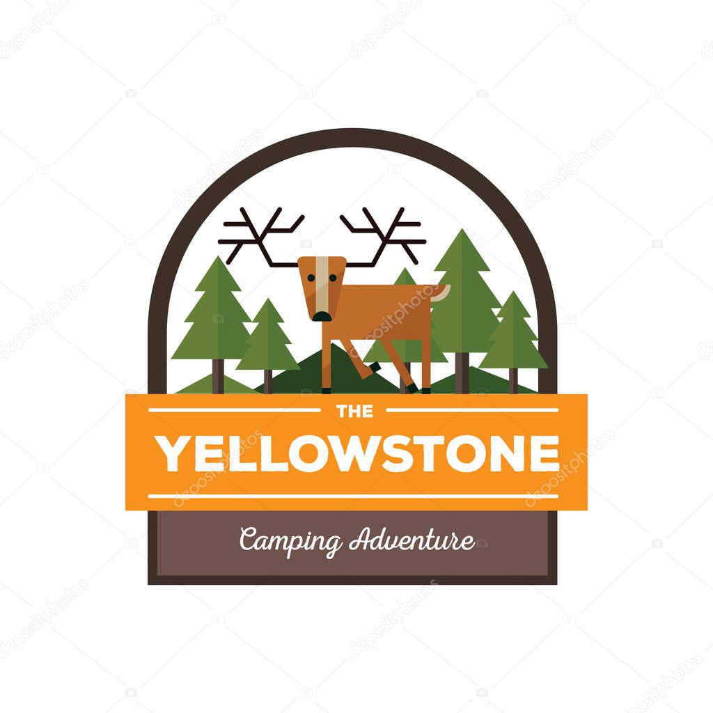 Yellowstone label flat icon, vector illustration