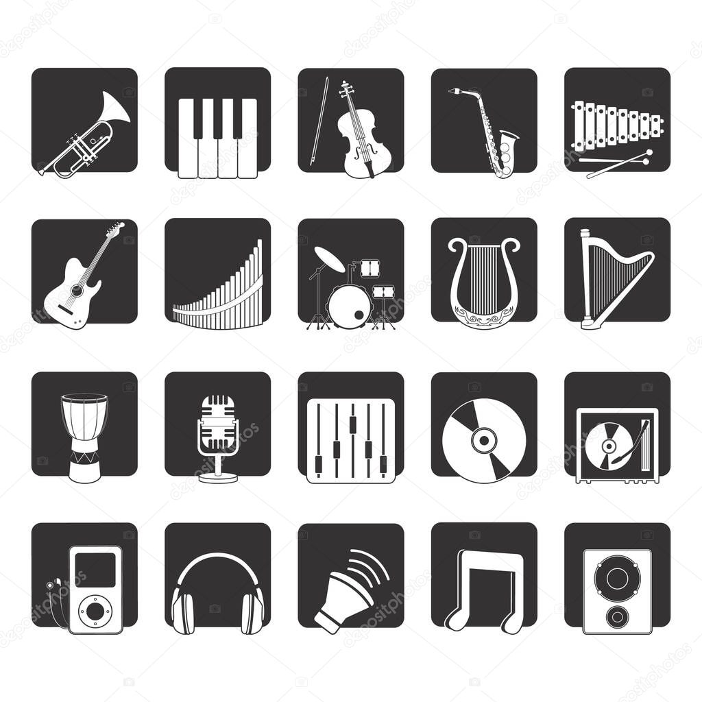 collection of musical instruments vector illustration icon 