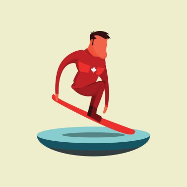 Kırmızı arka planda kaykay süren bir adam.