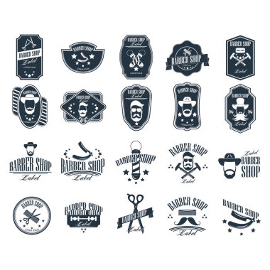 Berber dükkanı logoları ve ikonlar. vektör illüstrasyonu