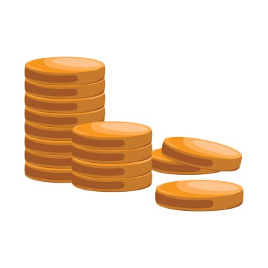 Beyaz arkaplanda izole edilmiş bozuk para yığını