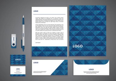 mavi ve siyah renkli kurumsal kimlik şablonu tasarımı