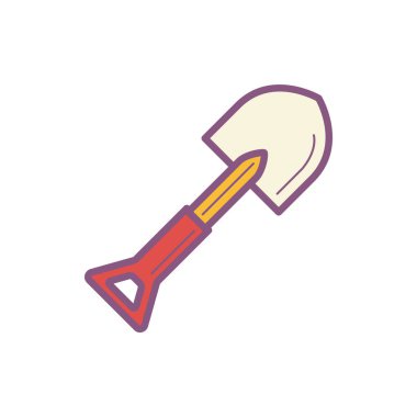 Beyaz arkaplanda izole edilmiş kürek simgesi. bıçkıhane ve kereste sembolü vektör çizimi.