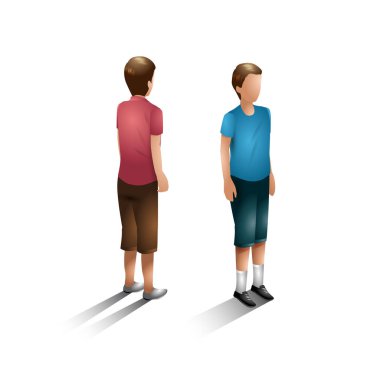 3D adam ayakta duruyor ve ön manzaraya bakıyor.