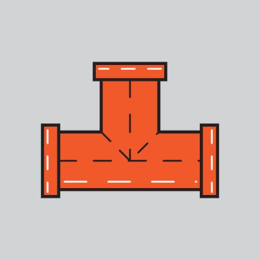 T bağlantı borusu biçimlendirilmiş vektör illüstrasyonu