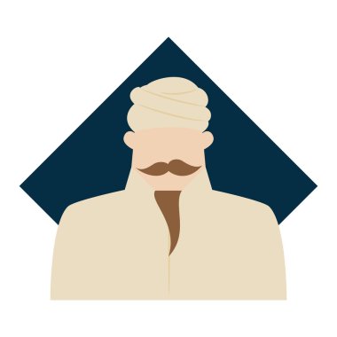 Sikh rahip düz simgesi, vektör illüstrasyonu