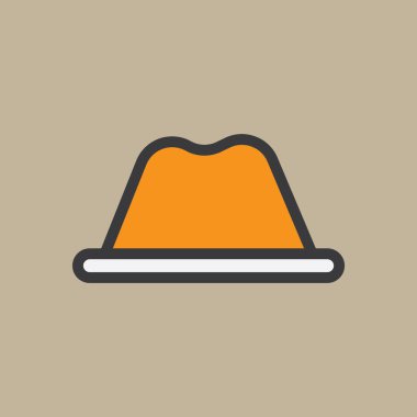 Beyaz arkaplanda izole edilmiş düz stil şapka simgesi. Kumaş sembolü vektör çizimi