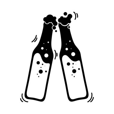 bira şişesi simgesi siyah beyaz tarzda izole edilmiş vektör çizimi
