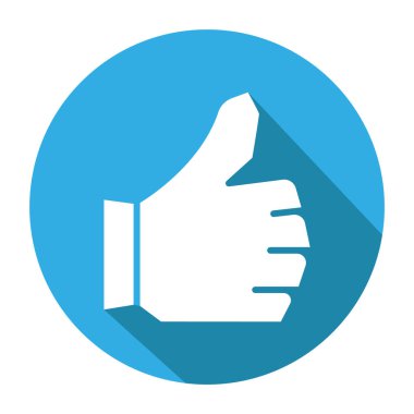 beyaz arkaplanda izole edilmiş düz biçimli başparmak simgesi.