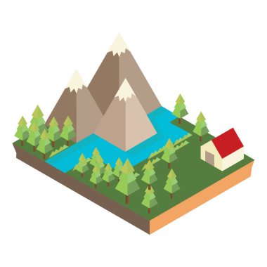 Dağlı ve nehirli dağ manzarası