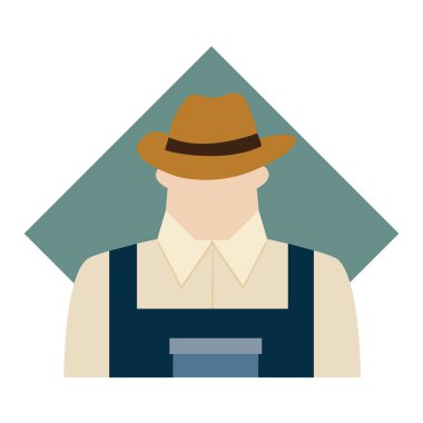 çiftçi düz simgesi, vektör illüstrasyonu