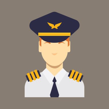 Pilot düz simgesi, vektör illüstrasyonu