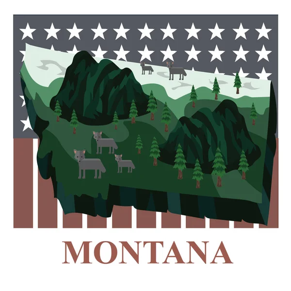 Mapa Estado Montana Ilustração Vetorial — Vetor de Stock