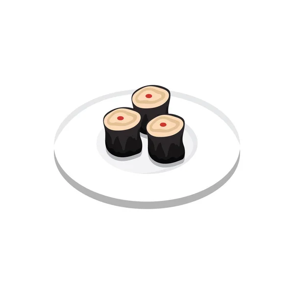 Icône Sushi Dans Style Plat Isolé Sur Fond Blanc Illustration — Image vectorielle