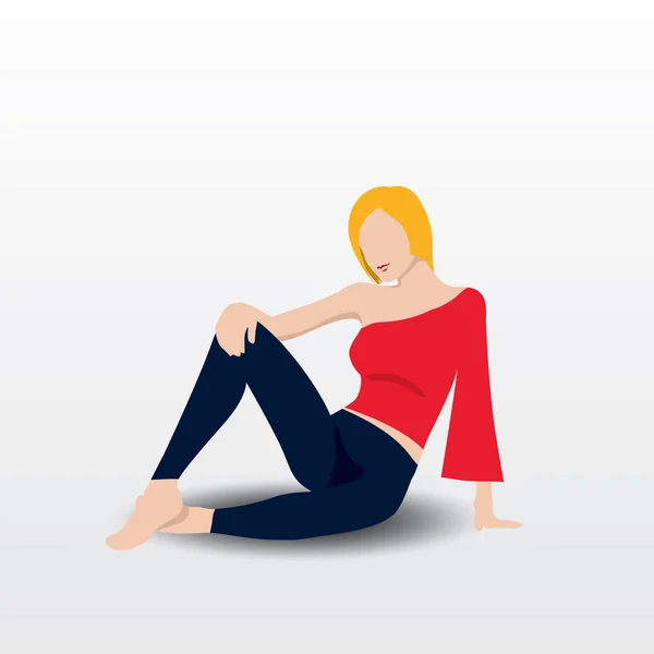 Woman Sitting Flat Icon Vector Illustration — Stock Vector