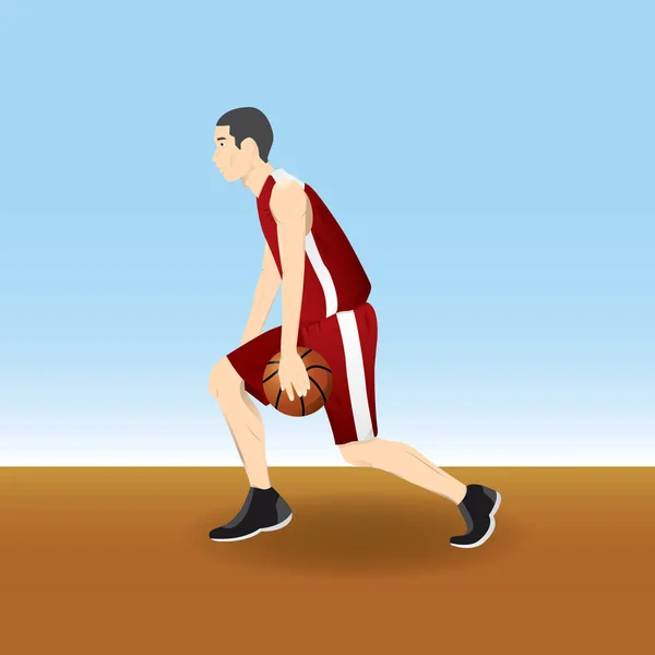 Ilustración Vectorial Del Jugador Baloncesto — Vector de stock