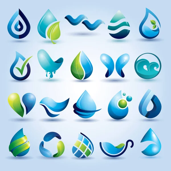 Set Waterpictogrammen Vectorillustratie — Stockvector