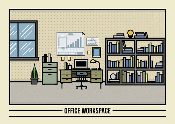 有桌子和椅子的办公室 — 图库矢量图片