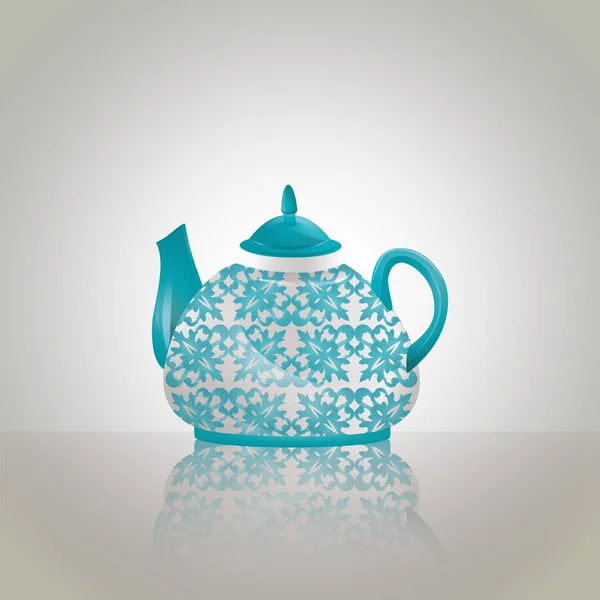 Teekanne Und Tasse Auf Weißem Hintergrund — Stockvektor