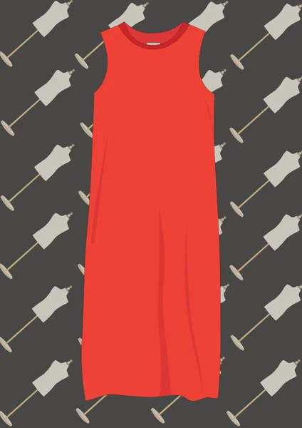 Vestido Rojo Ilustración Vectorial Estilizada — Vector de stock