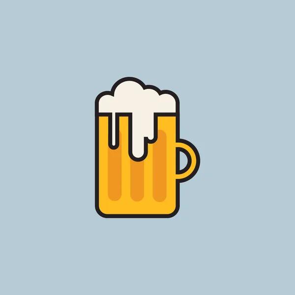 Bière Tasse Icône Plate Illustration Vectorielle — Image vectorielle
