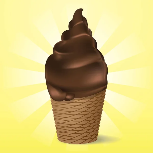 Ice Cream Waffle Cone Blue Background — Stock Vector