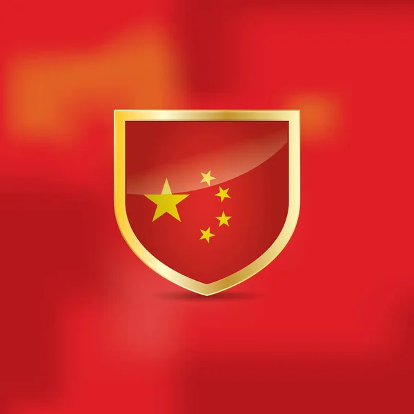 Drapeau Chine Sur Fond Rouge — Image vectorielle