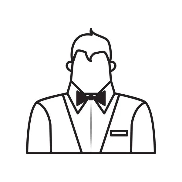 Waiter Flat Icon Vector Illustration — Stock Vector