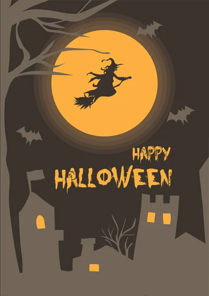 Feliz Halloween Poster Vector — Vetor de Stock