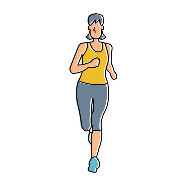 Femme Jogging Stylisé Vecteur Illustration — Image vectorielle