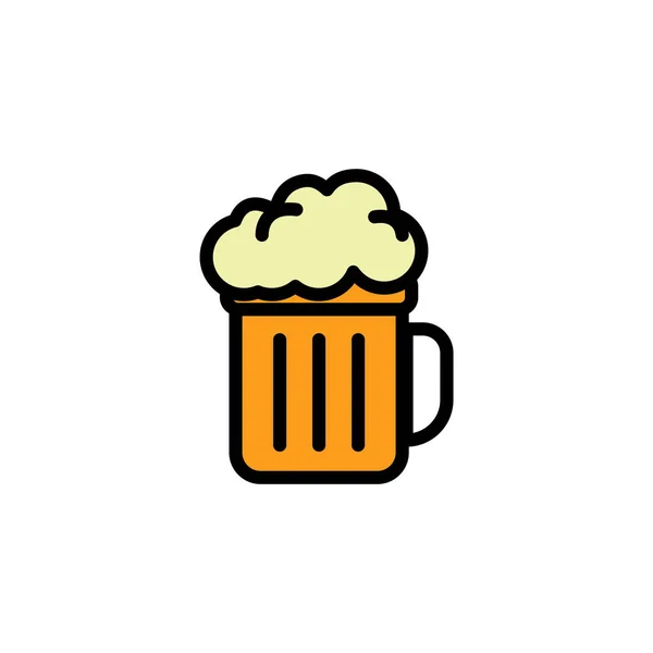 在白色背景上隔离的扁平啤酒图标 Oktoberfest符号向量示例 — 图库矢量图片