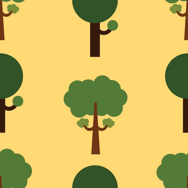 Padrão Sem Costura Com Árvores Folhas Ilustração Vetorial — Vetor de Stock