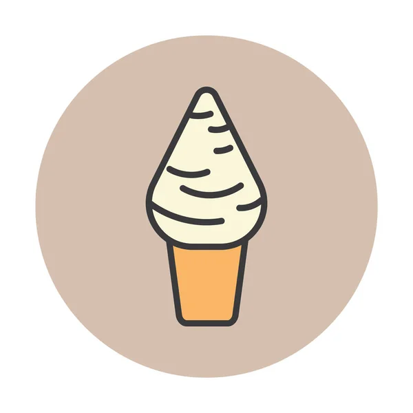 Ice Cream Icon Flat Color Style Vector Illustration — Stock Vector