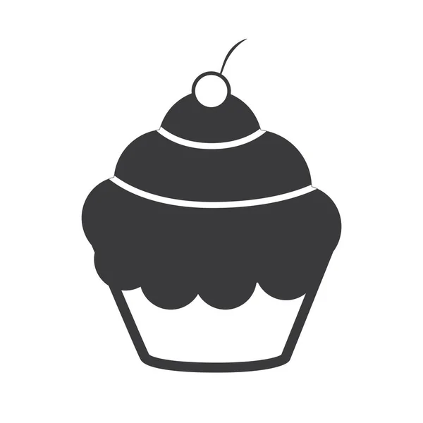 Απομονωμένο Cupcake Σκιά Διανυσματική Απεικόνιση — Διανυσματικό Αρχείο