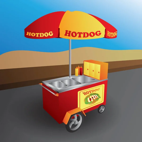 Hot Dog Kocsi Vektor Illusztráció — Stock Vector