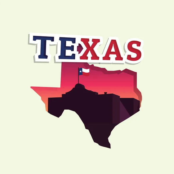 Texas Mapa Plano Icono Vector Ilustración — Vector de stock