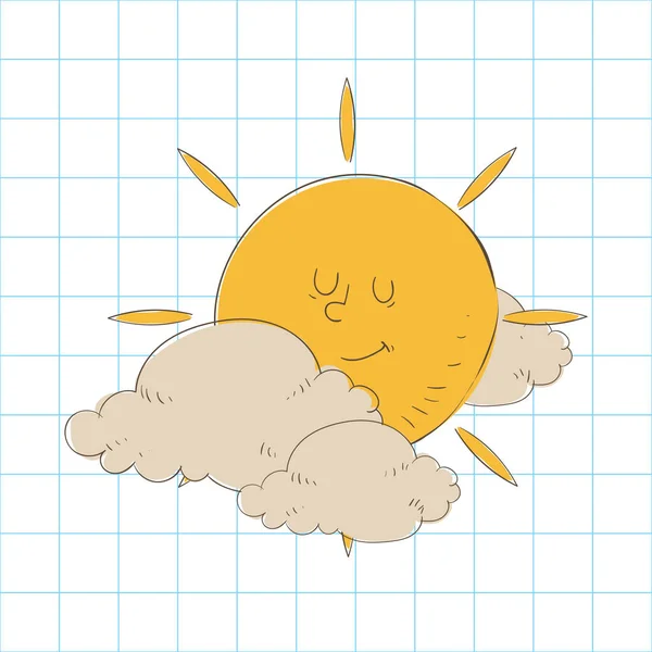Сонце Хмарною Плоскою Піктограмою Векторні Ілюстрації — стоковий вектор