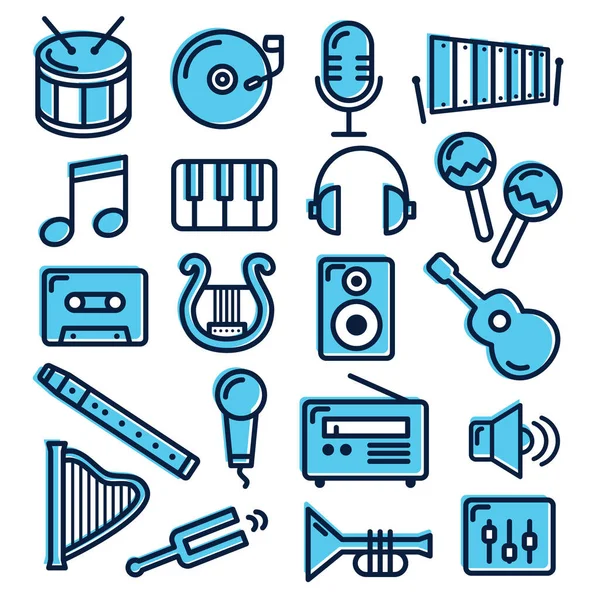 Collection Musical Instruments Stylized Vector Illustration Vector Graphics