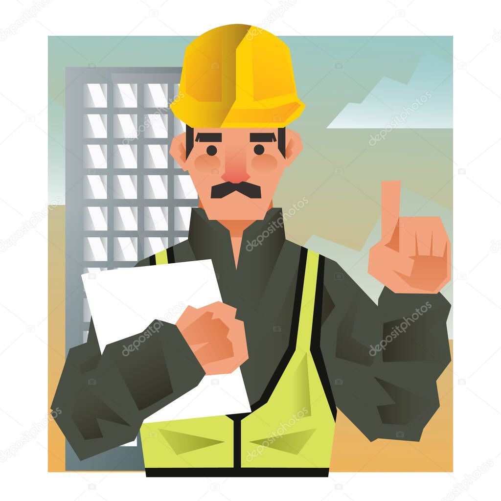 Construction worker, vector illustration