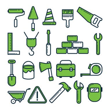 Yapı simgeleri koleksiyonu biçimlendirilmiş vektör illüstrasyonuName