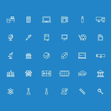 Eğitim simgeleri kümesi biçimlendirilmiş vektör illüstrasyonu