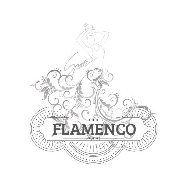 Flamenko vintage etiketinin vektör illüstrasyonu